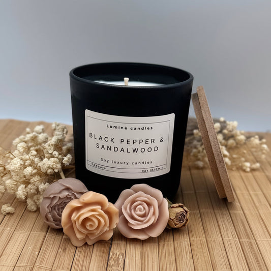 Black Pepper & Sandalwood – Luxury Soy Candle